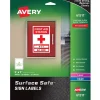 Avery Surface Safe Laser/Inkjet Label Safety Signs, 5" x 7", White, 30 Labels/Pack (61511)