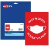 Avery Surface Safe "Mask Required Beyond This Point" Preprinted Wall Decals, 7" x 10", Red/White, 5 Pack (83177)