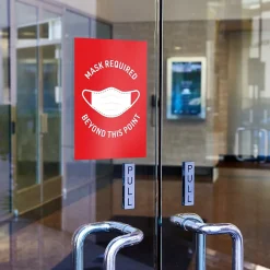 Avery Surface Safe "Mask Required Beyond This Point" Preprinted Wall Decals, 7" x 10", Red/White, 5 Pack (83177)