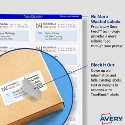 Avery TrueBlock Laser Shipping Labels, 2-1/2" x 4", White, 200 Labels/Pack (5816)