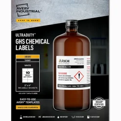Avery UltraDuty Waterproof Laser GHS Chemical Labels, 2" x 4", White, 500 Labels/Box (60505)