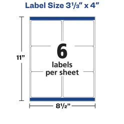 Avery Waterproof Laser Shipping Labels, 3-1/3