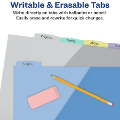 Avery Write & Erase Pocket Plastic Dividers, 5 Tabs, Multicolor (16176)