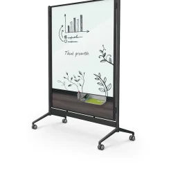 Balt D.O.C. Glass Room Divider, Black Aluminum Frame, 58" x 46.3" (8221D-7998)