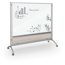 Balt D.O.C. Glass Room Divider, Silver Aluminum Frame, 58" x 69.6" (8201G-8201)
