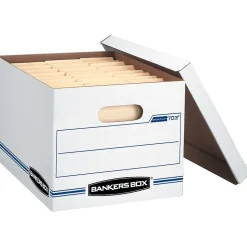 Bankers Box Easylift Corrugated File Storage Boxes, Lift-Off Lid, Letter/Letter Size, White/Blue, 12/Ct (0006301)