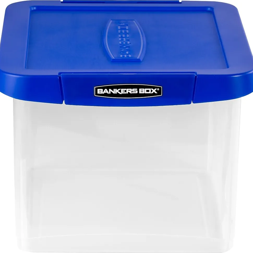 Bankers Box Heavy Duty Locking File Totes, Letter/Legal Size, Blue/Clear (0086201)