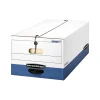 Bankers Box Heavy-Duty Corrugated File Storage Boxes, String & Button, Legal Size, White/Blue, 12/Carton (00012)