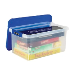 Bankers Box Heavy-Duty Latch Lid Plastic File Box, Letter Size, Blue/Clear, Each (86101)
