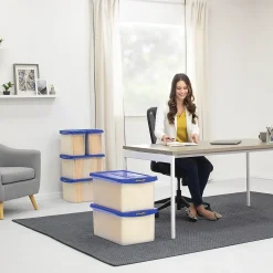 Bankers Box Heavy-Duty Latch Lid Plastic File Box, Letter Size, Blue/Clear, Each (86101)