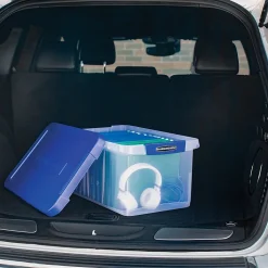 Bankers Box Heavy-Duty Latch Lid Plastic File Box, Letter Size, Blue/Clear, Each (86101)