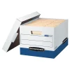 Bankers Box R-Kive® Heavy-Duty FastFold File Storage Boxes, Lift-Off Lid, Letter/Legal Size, White/Blue, 12/Carton (07243)