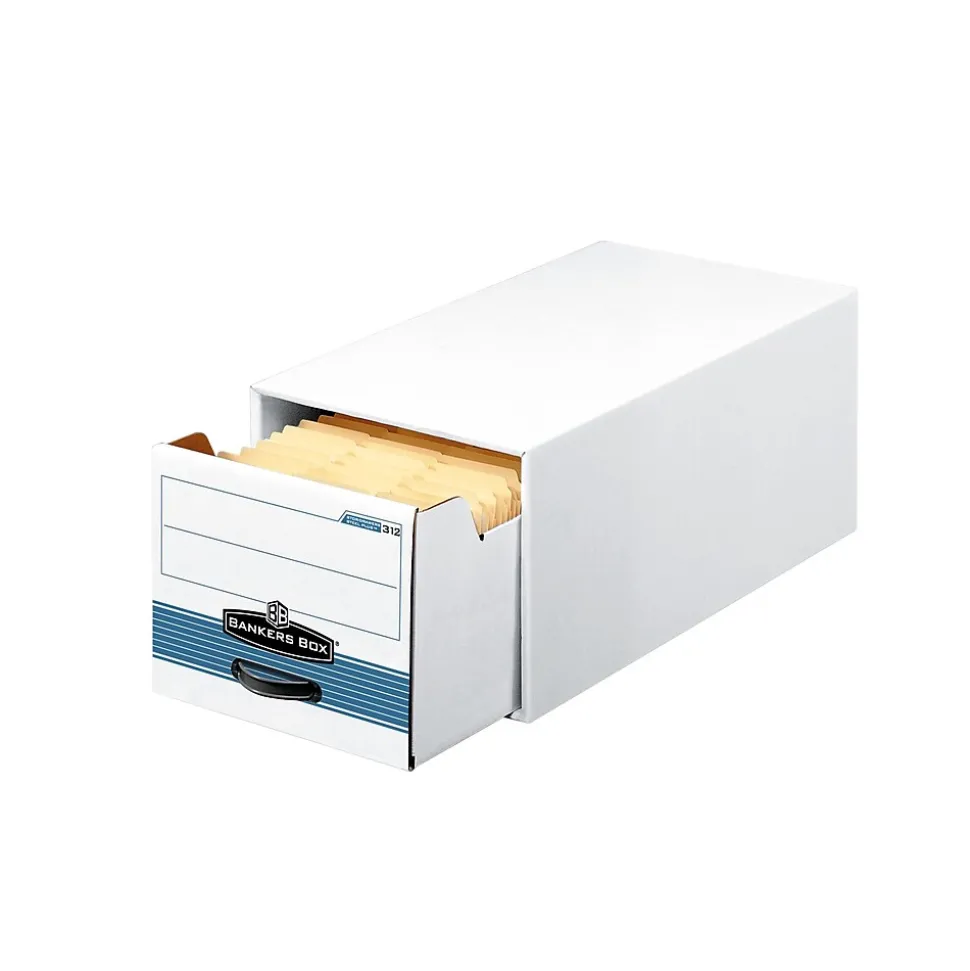 Bankers Box Stor/Drawer Steel File Storage Drawers, Legal Size, White/Blue, 6/Carton (00312)