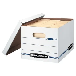 Bankers Box Stor/File 59% Recycled Corrugated File Box Lift Off Lid, Letter/Legal Size, White/Blue, 12/Carton (00703)