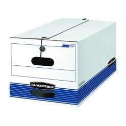Bankers Box Stor/File Medium Duty 65% Recycled Corrugated File Box, Letter Size, White/Blue, 4/Carton (0070403)