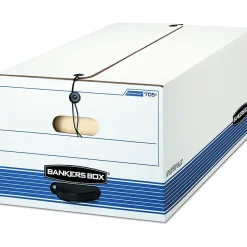 Bankers Box Stor/File Medium-Duty FastFold File Storage Boxes, String & Button, Legal Size, White/Blue, 12/Carton (00705)