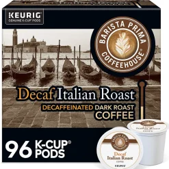 Barista Prima Decaf Italian Roast Coffee, Keurig K-Cup Pod, Dark, 96/Carton (6624CT)