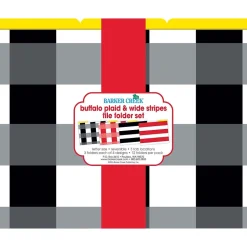 Barker Creek Buffalo Plaid & Wide Stripes Fashion File Folders, 3-Tab, Letter Size, Assorted, 12/Pack (BC1341)