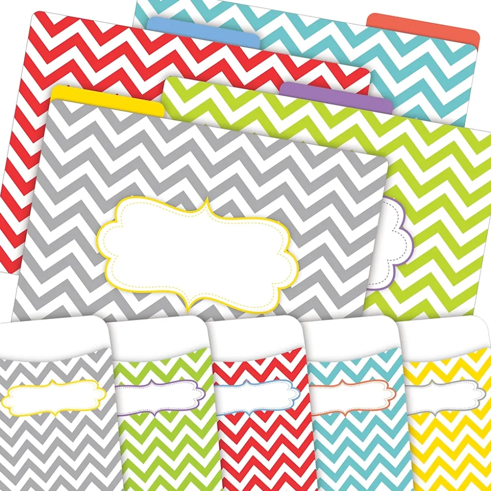 Barker Creek Chevron Beautiful File Folders, 1/3-Cut Tab, Letter Size, Assorted, 42/Set (4415)