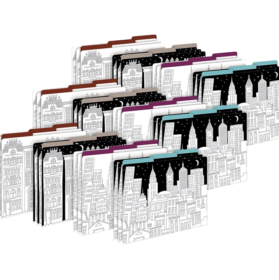 Barker Creek Color Me! File Folder Set, 1/3-Cut Tab, Letter Size, Cityscapes, 36/Set (4381)