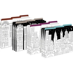 Barker Creek Color Me! Folder & Pocket Set, 1/3-Cut Tab, Letter Size, Cityscapes, 42/Set (4414)