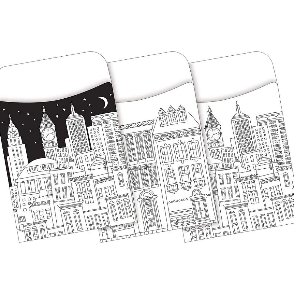 Barker Creek Color Me! Folder & Pocket Set, 1/3-Cut Tab, Letter Size, Cityscapes, 42/Set (4414)