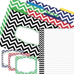 Barker Creek Get Organized File Folder Set, 1/3-Cut Tab, Letter Size, Chevron Nautical, 107/Set (138)