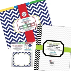 Barker Creek Get Organized File Folder Set, 1/3-Cut Tab, Letter Size, Chevron Nautical, 107/Set (138)