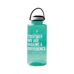 Baudville Drink it Up! "Making a Difference" Plastic Water Bottle, 36 oz., Green, 2/Pack (1396376P231)