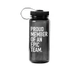 Baudville "Proud Member Of An Epic Team" Plastic Water Bottle, 21 oz., Translucent Black/White (91569)