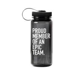 Baudville "Proud Member Of An Epic Team" Plastic Water Bottle, 21 oz., Translucent Black/White (91569)