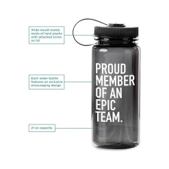 Baudville "Proud Member Of An Epic Team" Plastic Water Bottle, 21 oz., Black, 12/Pack (1391569P1231)