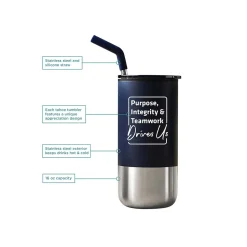 Baudville Tahoe Drives Us Travel Tumbler, Navy/Stainless Steel, 16 oz. (93146)