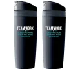 Baudville "Teamwork, Achieving More When We Work Together" Plastic Double Wall Insulated, 16 oz., 2/Pack (1393269P231)