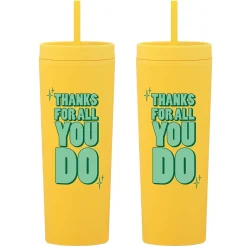 Baudville "Thanks For All You Do" Acrylic Double Wall Insulated, 17 oz., 2/Pack (1393295P231)