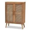 Baxton Studio Alina 44.29" High 2-Shelf Storage Cabinet, Medium Oak (162-10554-HiT)