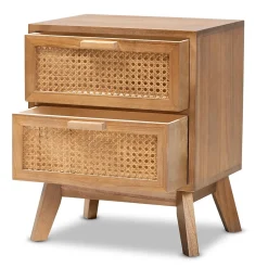 Baxton Studio Baden 19.7" High 2-Drawer Nightstand, Natural Brown and Walnut Brown (201-12260-HiT)