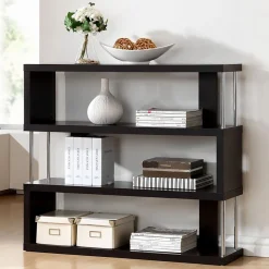 Baxton Studio Barnes 43.38'' W x 11.5'' D Bookshelf, Dark Brown (4339-STPL)
