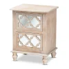Baxton Studio Celia 26.38" High 2-Drawer Nightstand, Natural and Mirror (162-10263-HiT)