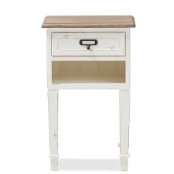 Baxton Studio Dauphine 26" High 1-Drawer Nightstand, White (2633-7575-STPL)
