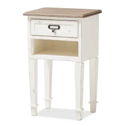 Baxton Studio Dauphine 26" High 1-Drawer Nightstand, White (2633-7575-STPL)