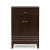 Baxton Studio Felda 35" High Wood Shoe Cabinet with Three Shelves, Dark Brown (2633-6497-STPL)