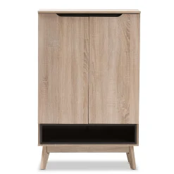 Baxton Studio Fella 46" High Shoe Cabinet, Light Brown (2633-7705-STPL)