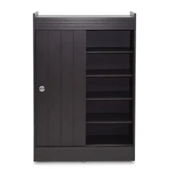 Baxton Studio Francois 45" High Wood Shoe-Rack Cabinet with Four Shelves, Espresso (2633-5377-STPL)