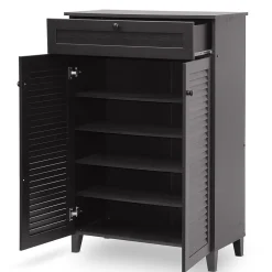 Baxton Studio Harding 30.75'' W x 14.63'' D Storage Cabinet, Dark Brown (5306-STPL)