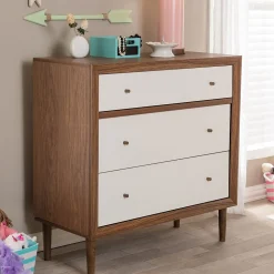 Baxton Studio Harlow 35.14'' W x 16.3'' D Storage Cabinet, Brown and White (6782-STPL)