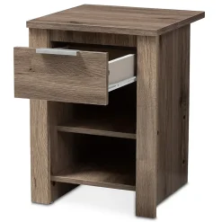 Baxton Studio Laverne 21.65" High 2-Shelf Nightstand, Oak Brown (146-8295-HiT)