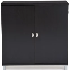 Baxton Studio Marcy 35.1'' W x 15.6'' D Storage Cabinet, Dark Brown (6469-STPL)