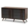 Baxton Studio Naoki 25.6" High 6-Drawer Dresser, Grey and Walnut (168-10930-HiT)