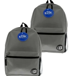 Bazic Basic Laptop Backpack, Medium, Gray, 2/Pack (BAZ1041-2)